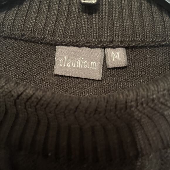 Vintage Claudio M Sweater Mens Medium Black Pullover Cable Knit 50% Wool - Picture 3 of 9